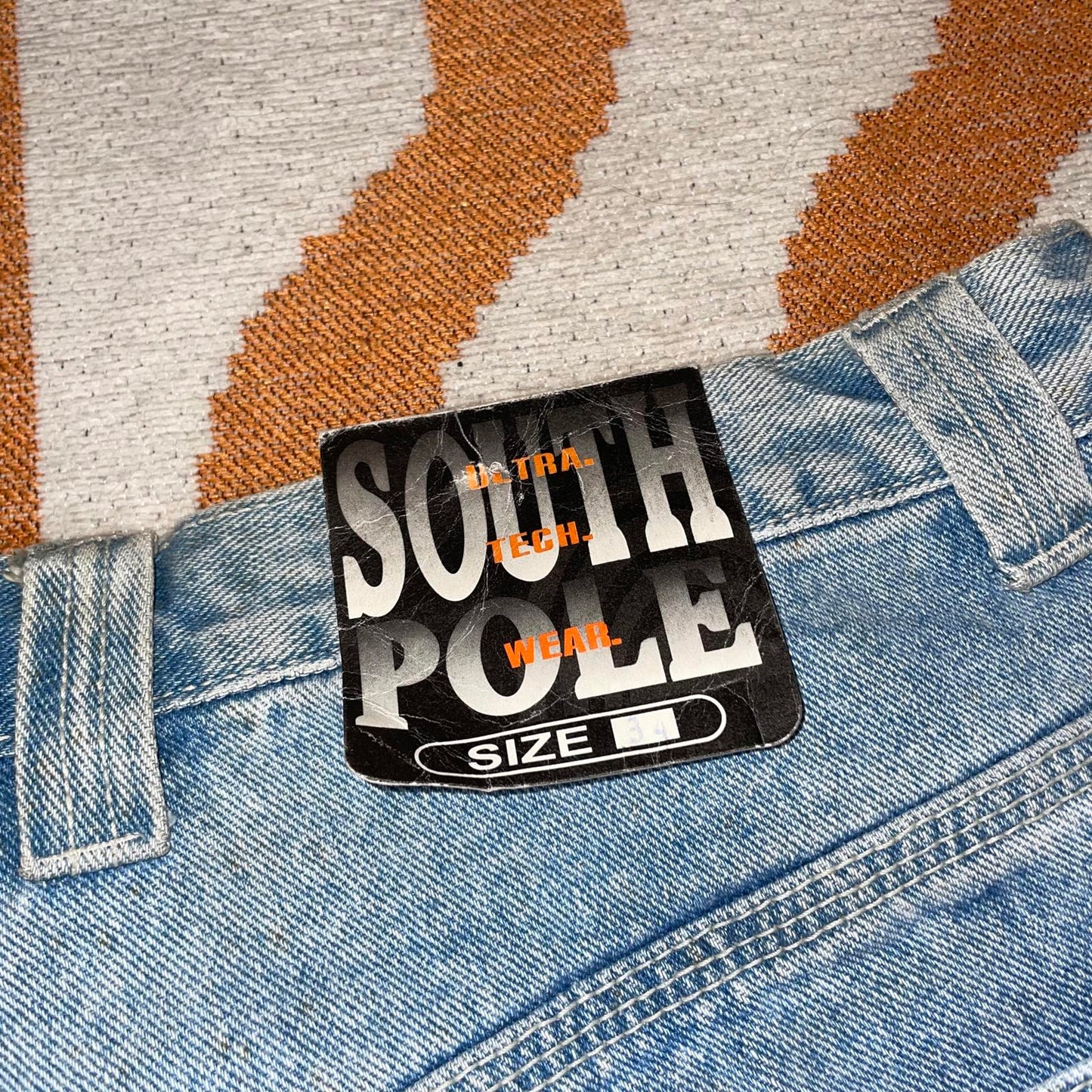 Southpole 00s Embroidered Light Blue Baggy Denim Jeans 34x32