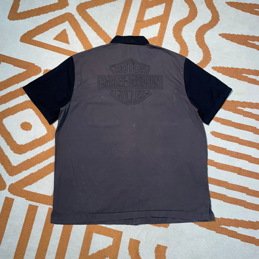 Harley Davidson 00s Embroidered Shield Shirt L