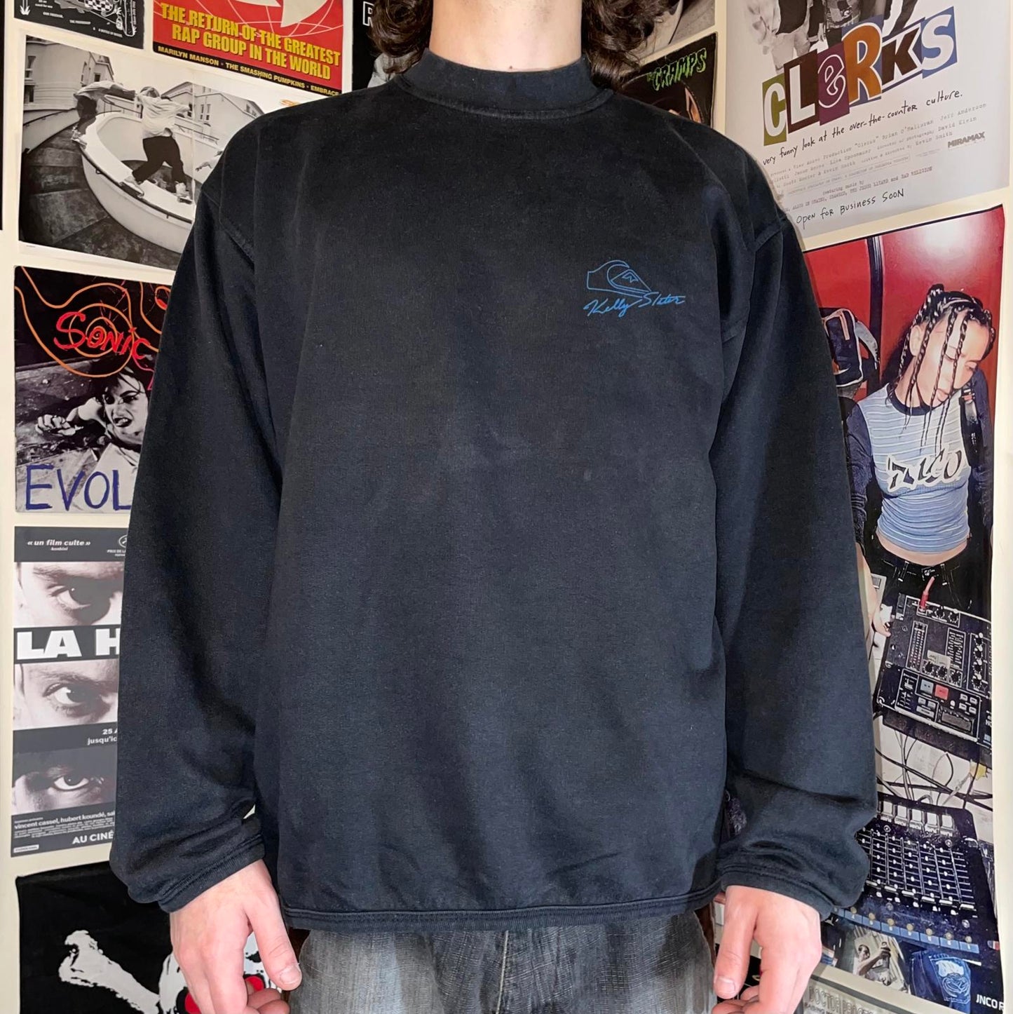 Quiksilver 90s Graphic Surf Print Sweatshirt M