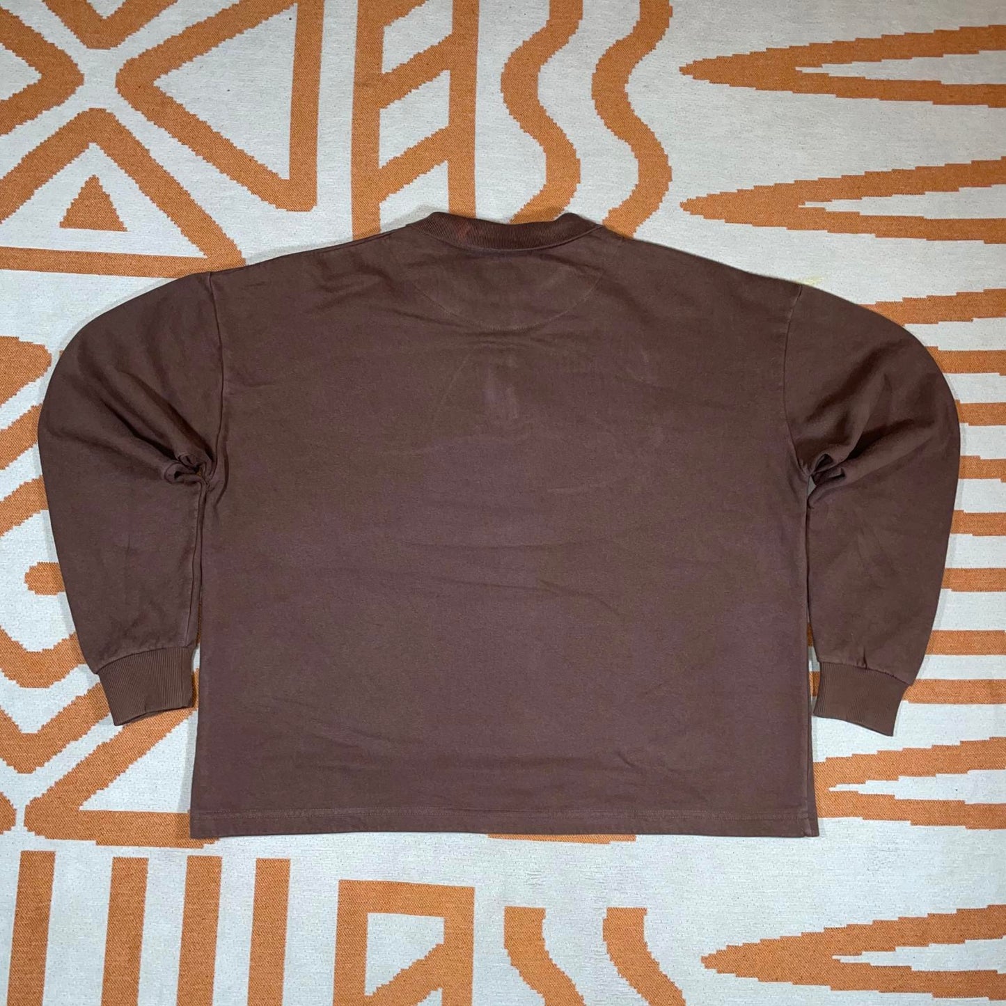 Karl Kani 00s Embroidered Quarter-Zip Brown Sweatshirt S