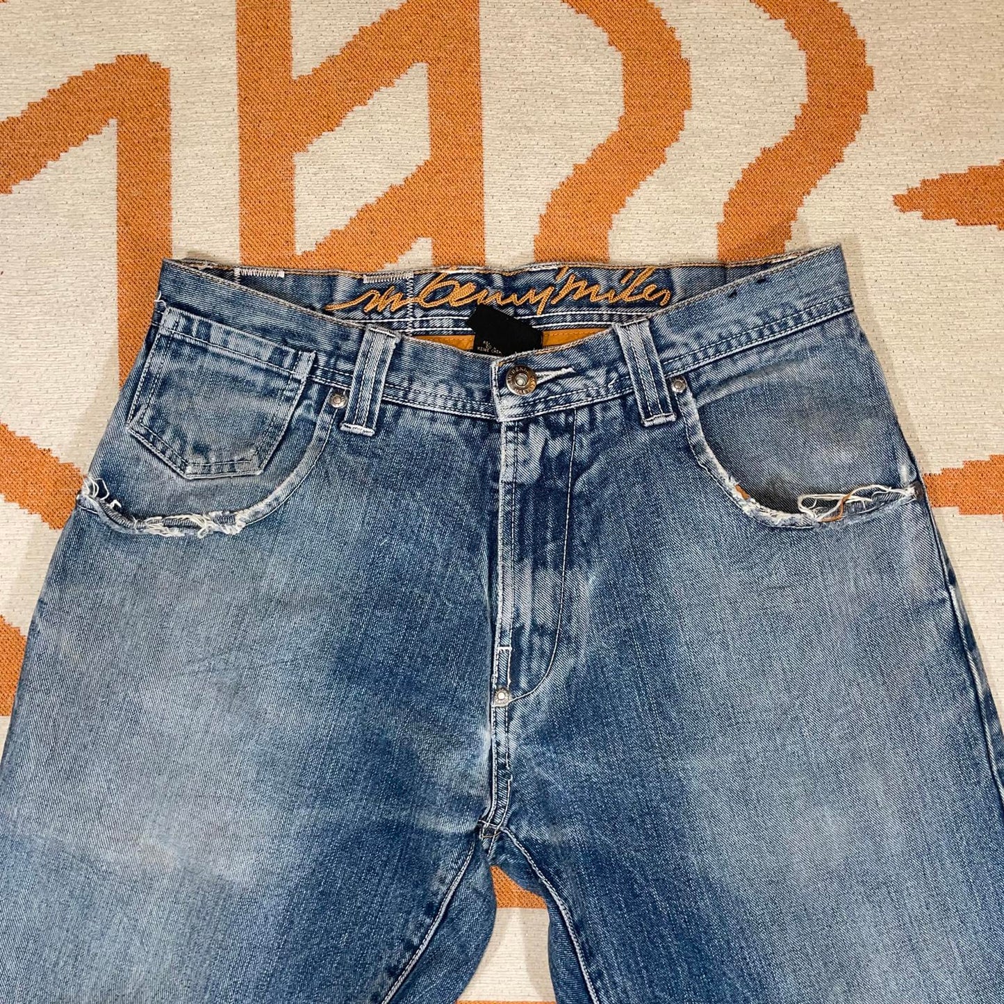 Sir Benni Miles 00s Embroidered Blue Denim Jeans 31x30