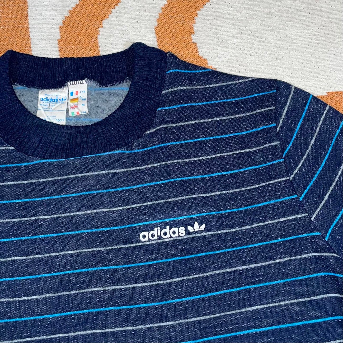 Adidas 90s Striped Knit Printed Jumper M