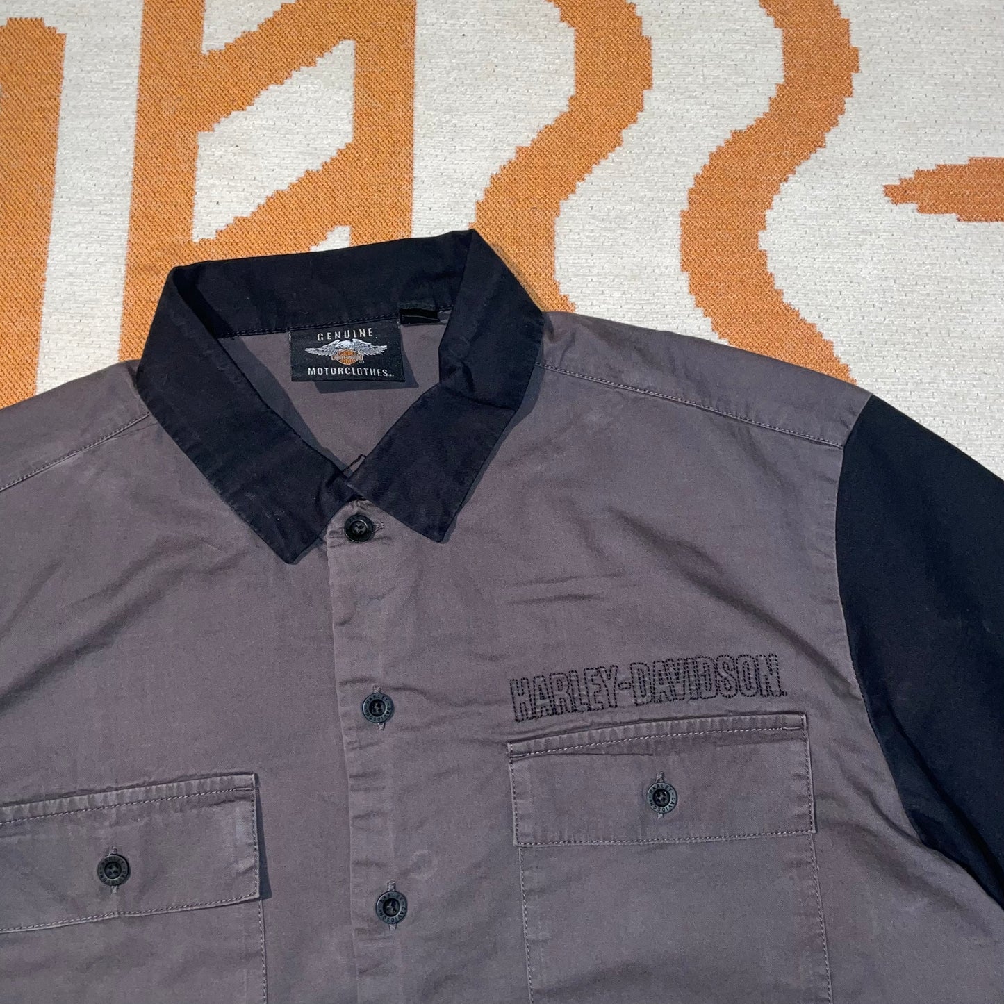 Harley Davidson 00s Embroidered Shield Shirt L