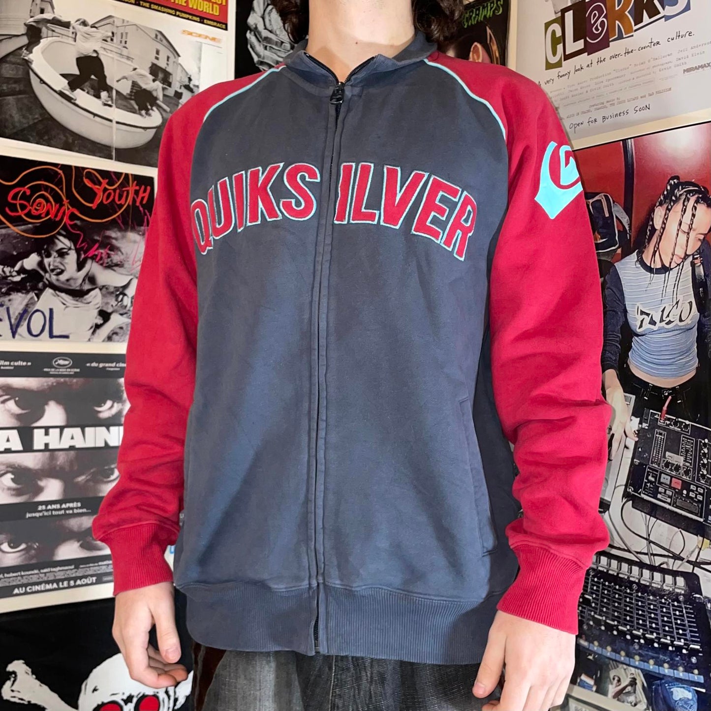 Quiksilver 00s Embroidered Surf Track Jacket M