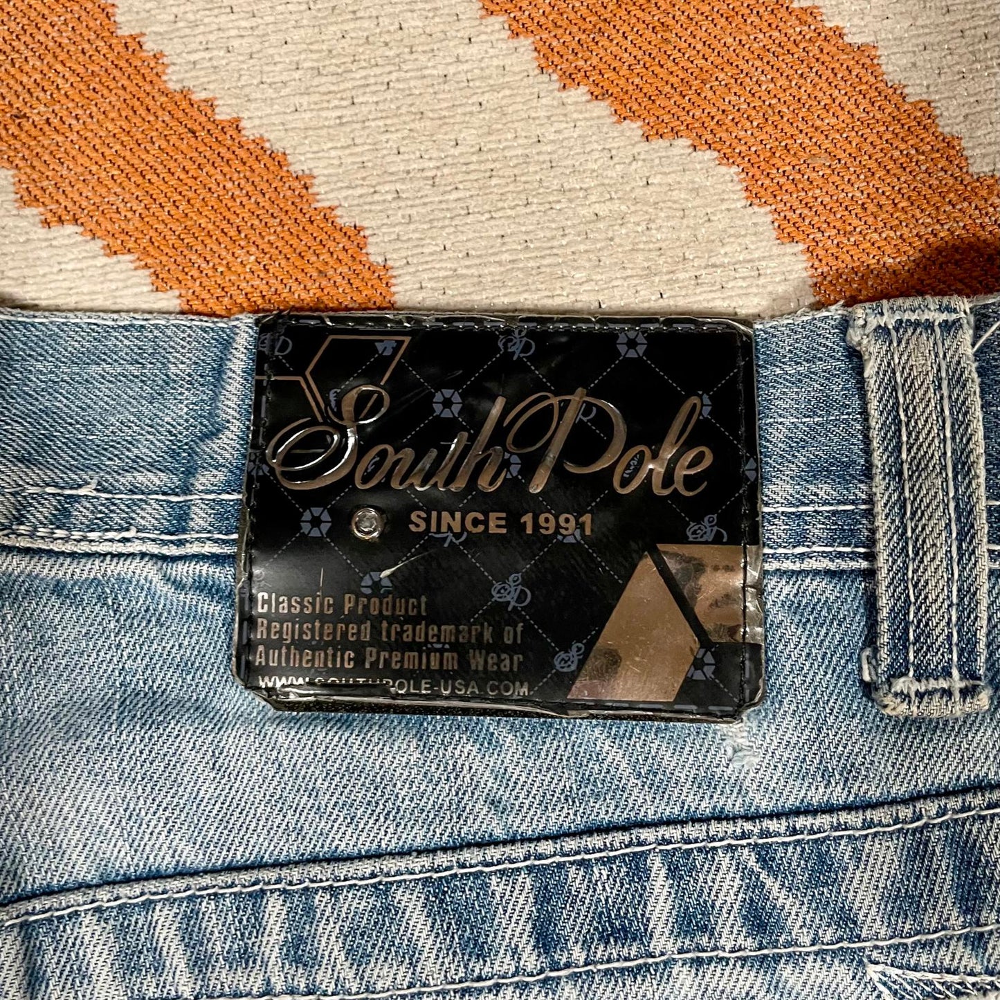 Southpole 00s Embroidered Monogram Blue Jeans 34x32
