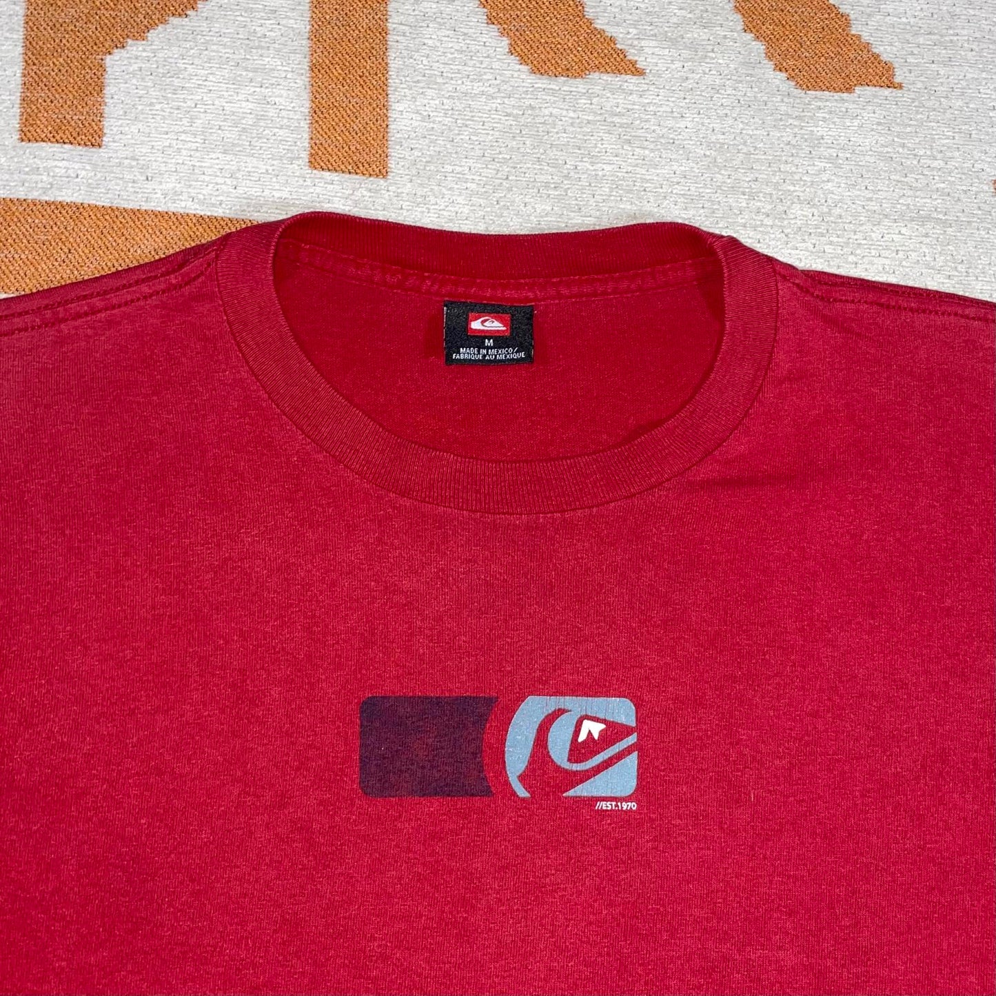Quiksilver 00s Red Print Longsleeve T-Shirt M
