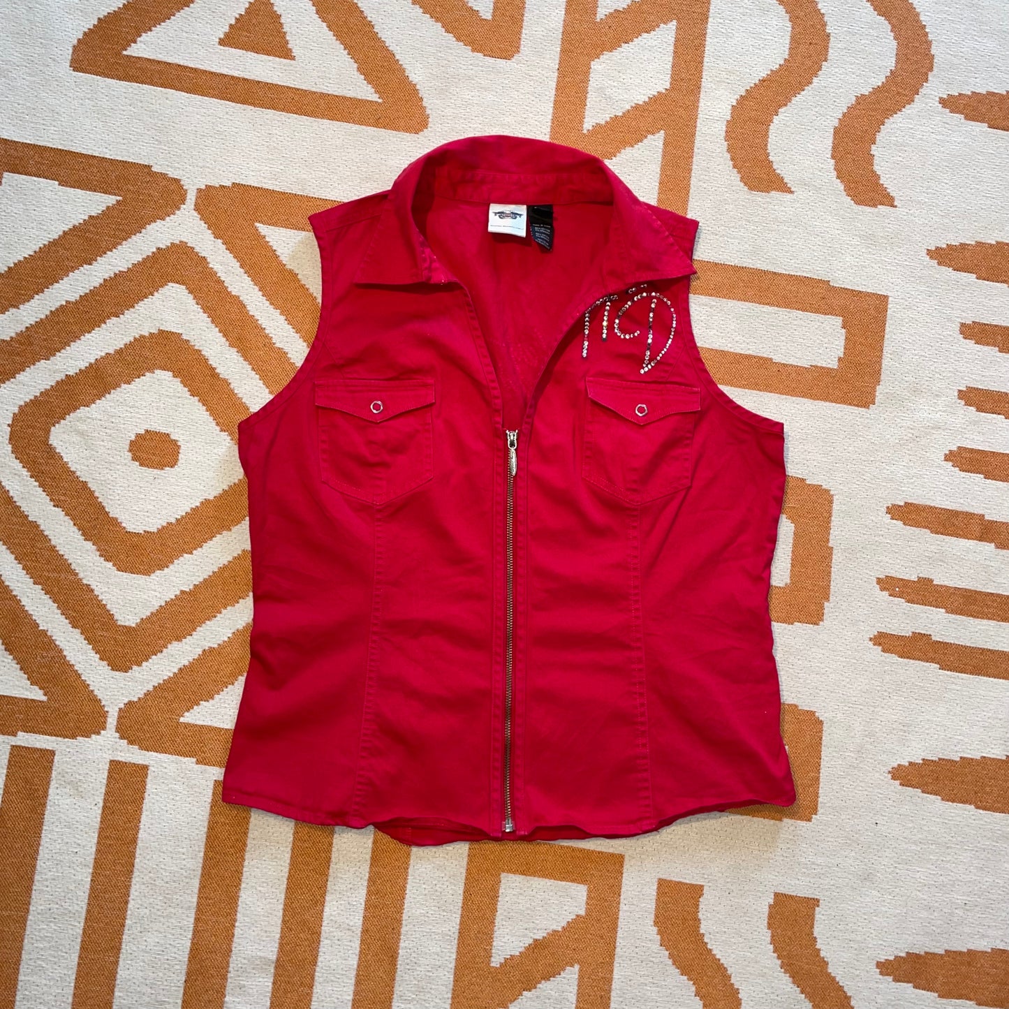 Harley Davidson 00s Embossed Gilet L/12