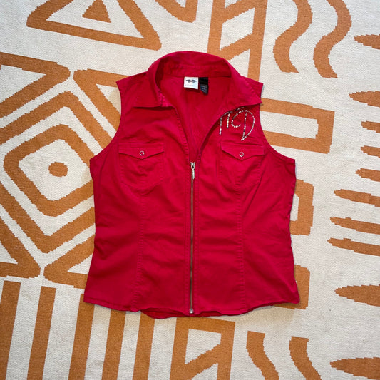 Harley Davidson 00s Embossed Gilet L/12