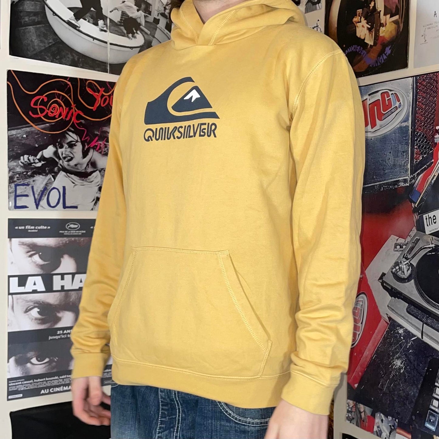 Quiksilver 10s Logo Print Yellow Hoodie XL/16