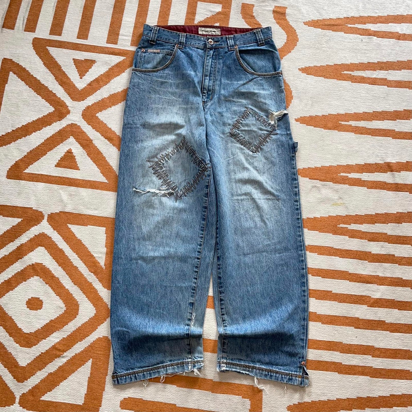 Damani Dada 00s Patch Embroidered Jeans 32x32