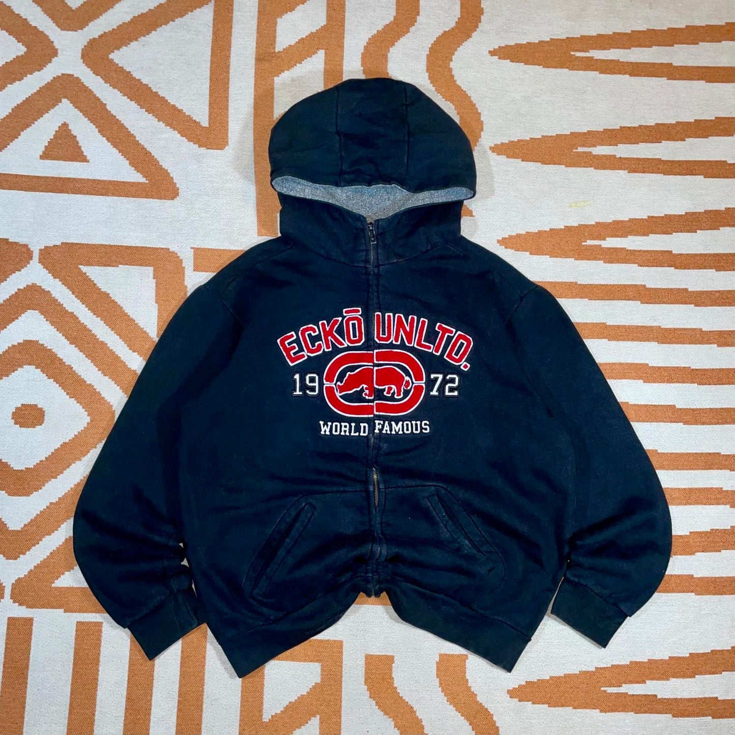 Ecko Unltd. 00s Embroidered Rhino Zip Hoodie L