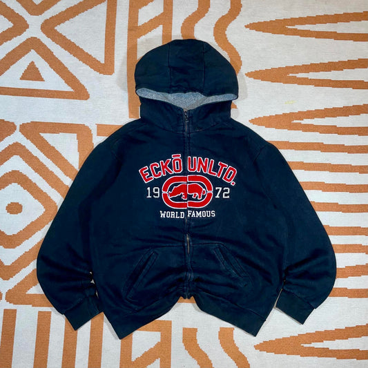 Ecko Unltd. 00s Embroidered Rhino Zip Hoodie L