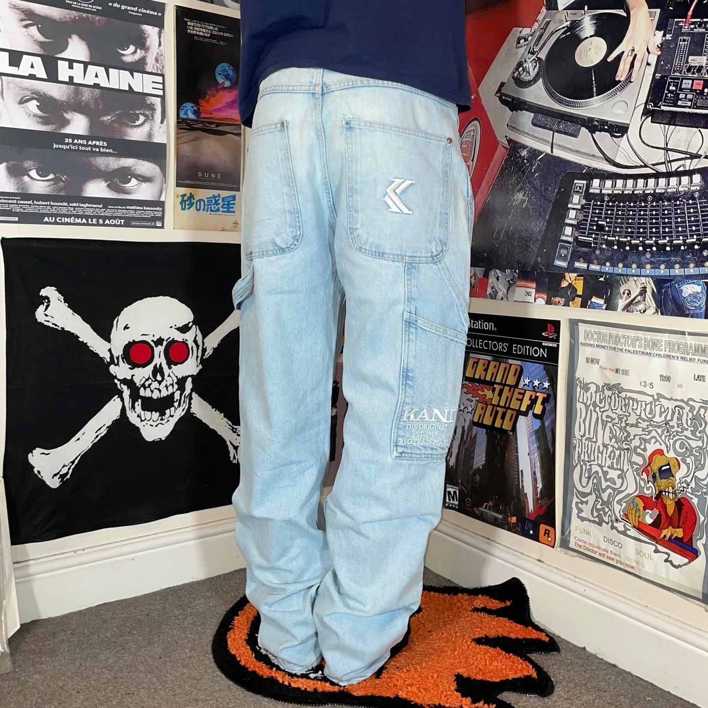 Karl Kani 00s Embroidered Light Blue Denim Jeans 32x32