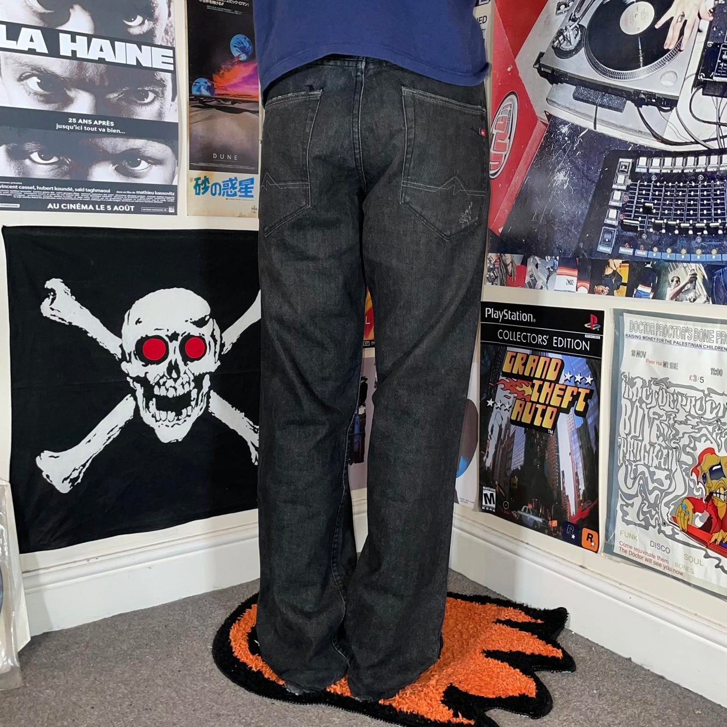 Quiksilver 00s Straight Black Denim Jeans 34x32