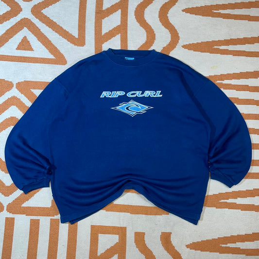 Rip Curl 90s Embroidered Logo Blue Sweatshirt XL