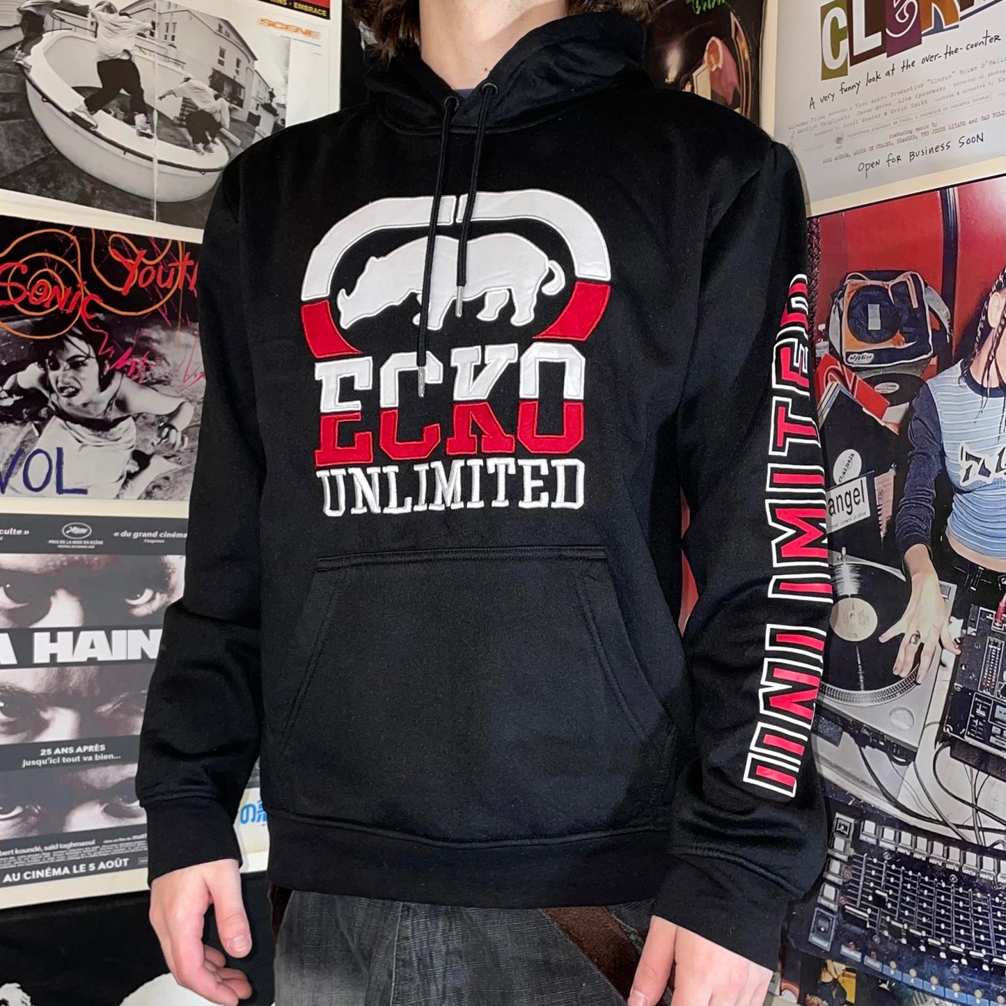 Ecko Unltd. 00s Embroidered Rhino Black Hoodie M