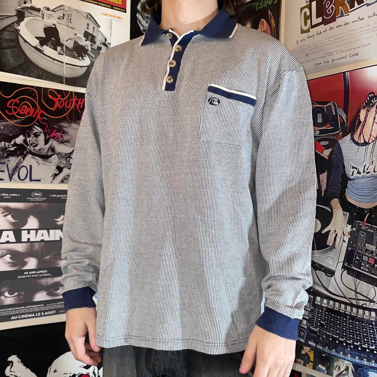 Quiksilver 00s Embroidered Longsleeve Polo M