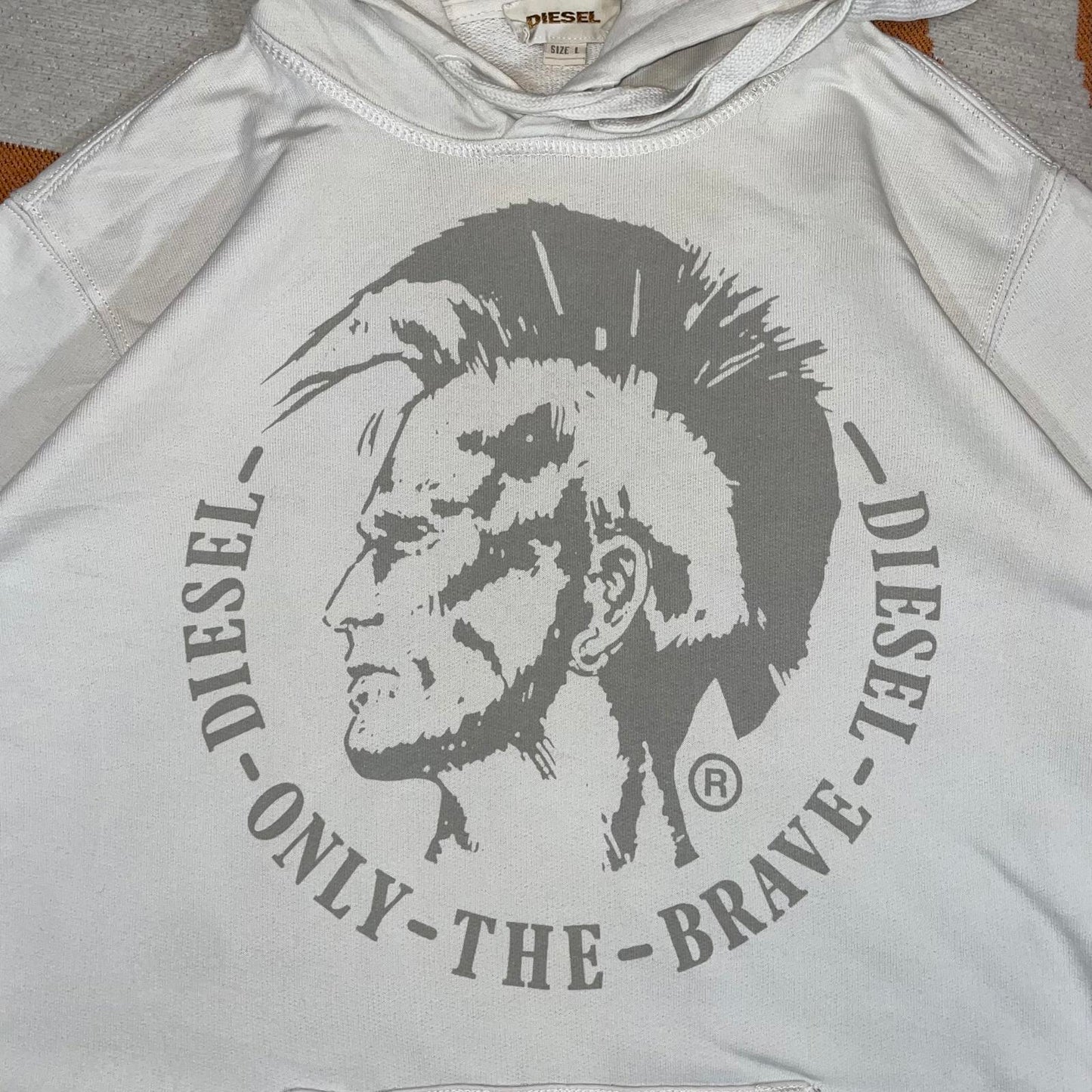 Diesel 00s Brave Graphic White Hoodie L