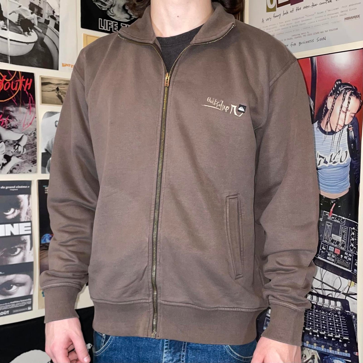 Quiksilver 00s Embroidered Brown Track Jacket L