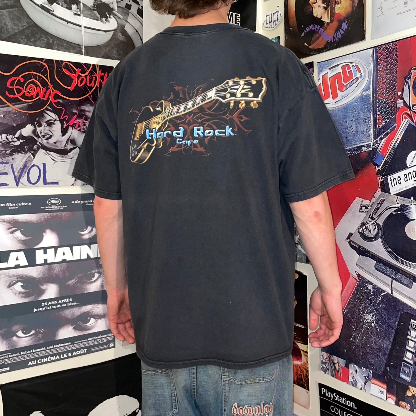 Hard Rock Cafe 00s Guitar Print T-Shirt XL