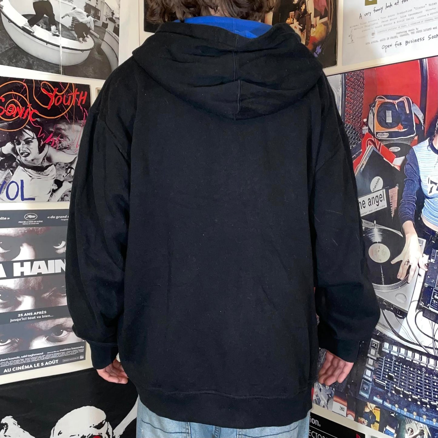 Southpole 90s Embroidered Black/Blue Zip Hoodie XXL