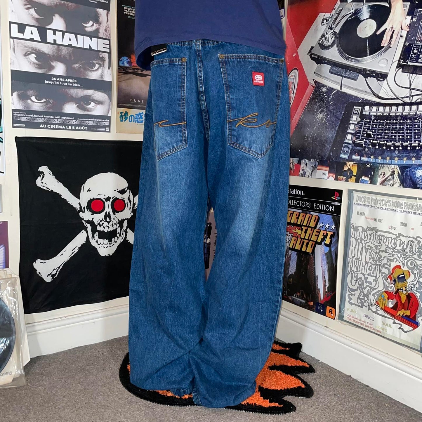 Ecko Unltd. 00s Embroidered Cursive Baggy Blue Jeans 38x34