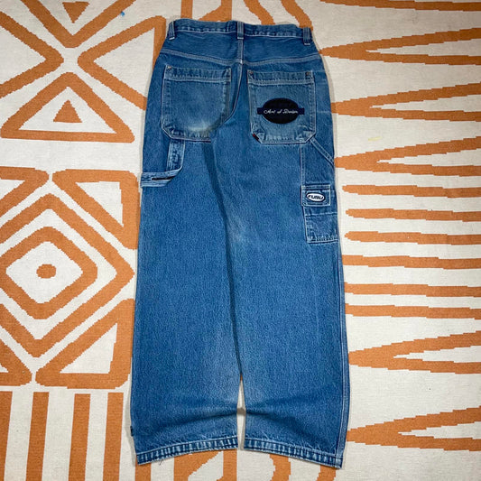 Fubu 90s Embroidered Baggy Denim Blue Jeans 32x32