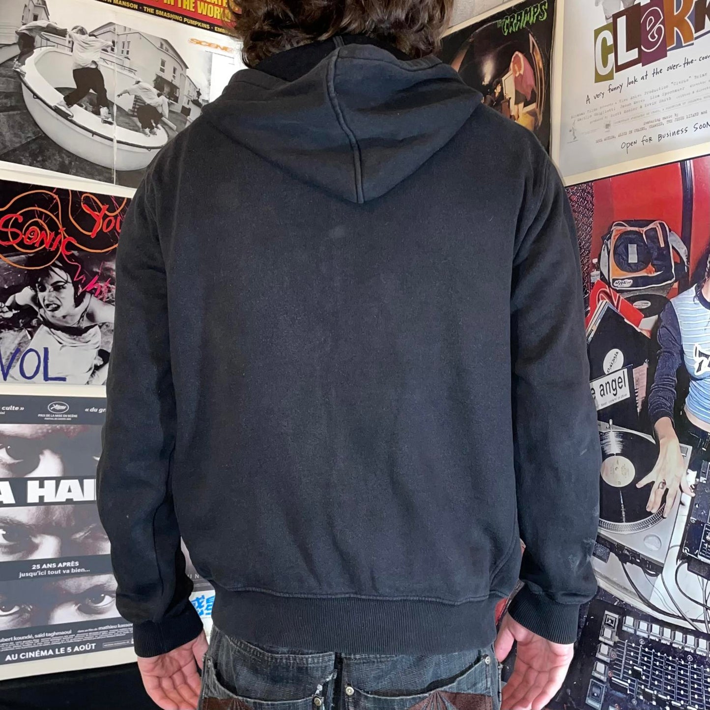 Element 00s Embroidered Tree Black Zip Hoodie M