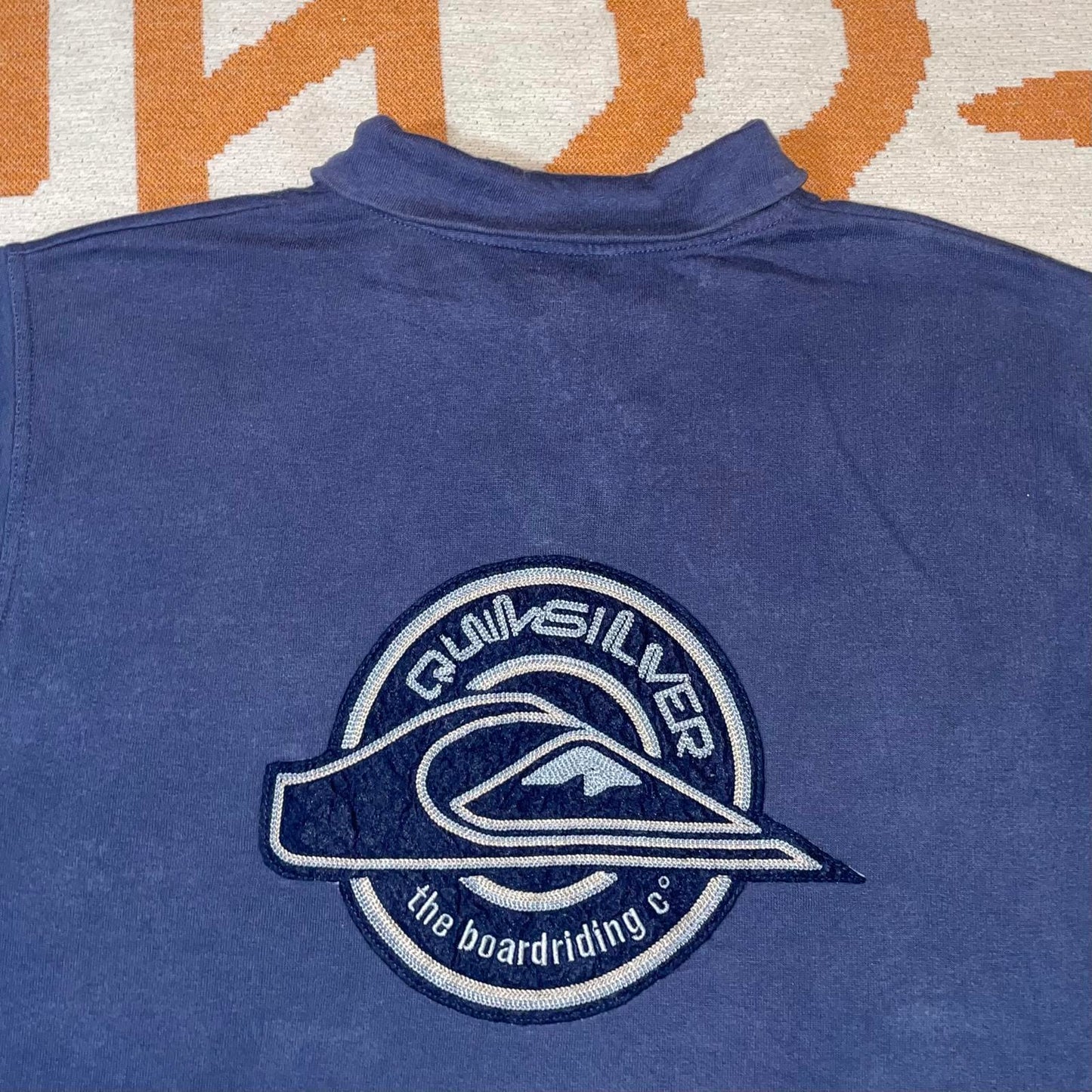 Quiksilver 90s Embroidered Blue Quarter-Zip Sweatshirt M