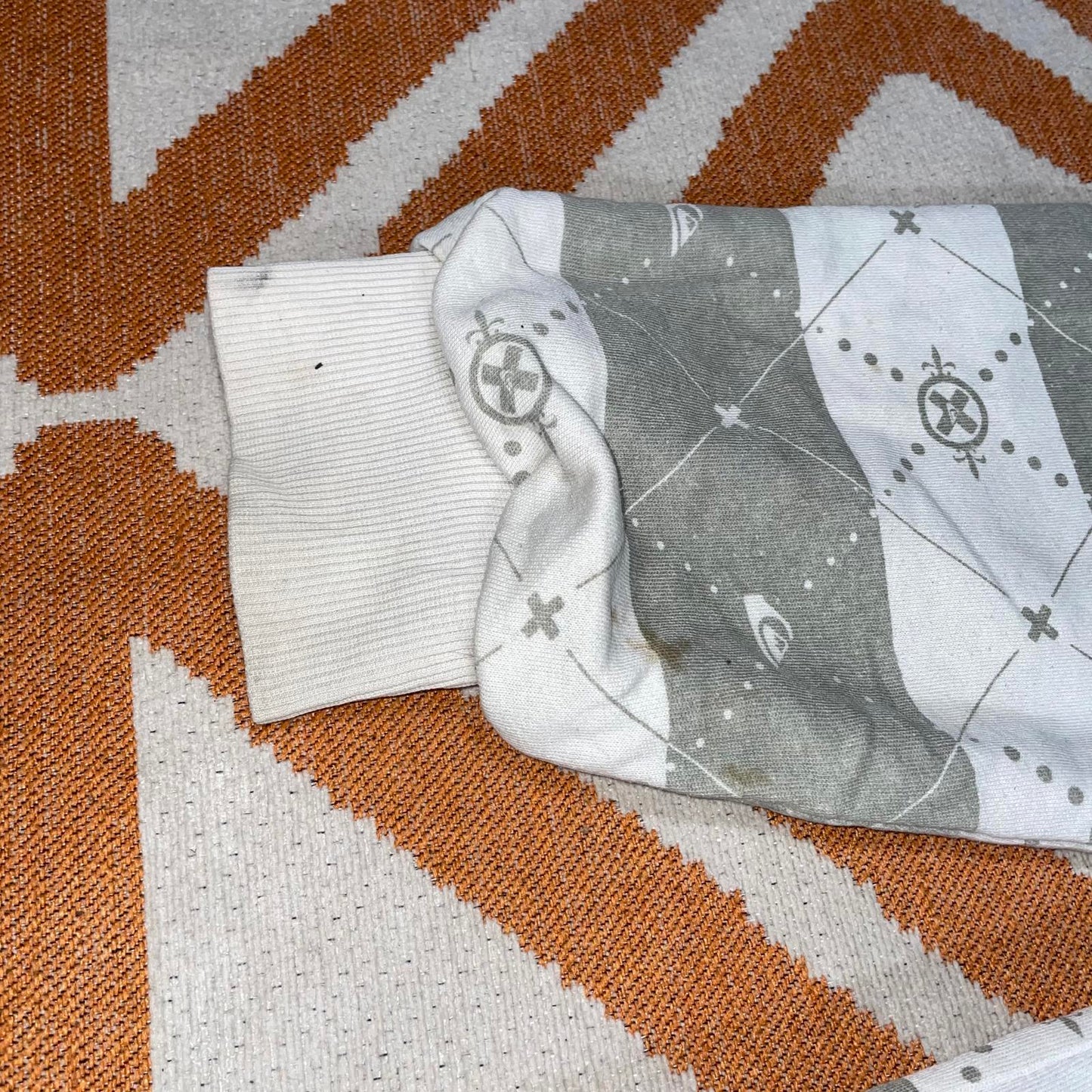 Quiksilver 00s Striped Pattern White Zip Hoodie L