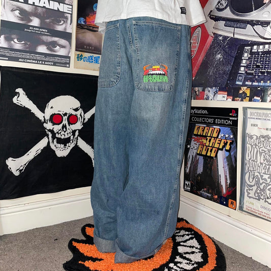 Hoodlum ‘All City Kings’ Embroidered Jeans 34x34