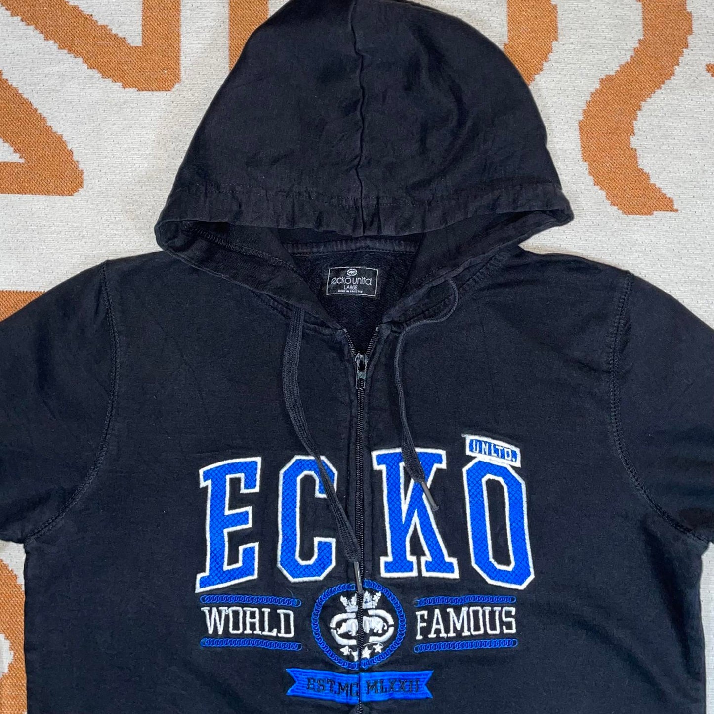 Ecko Unltd. 00s Embroidered Zip Black Hoodie L