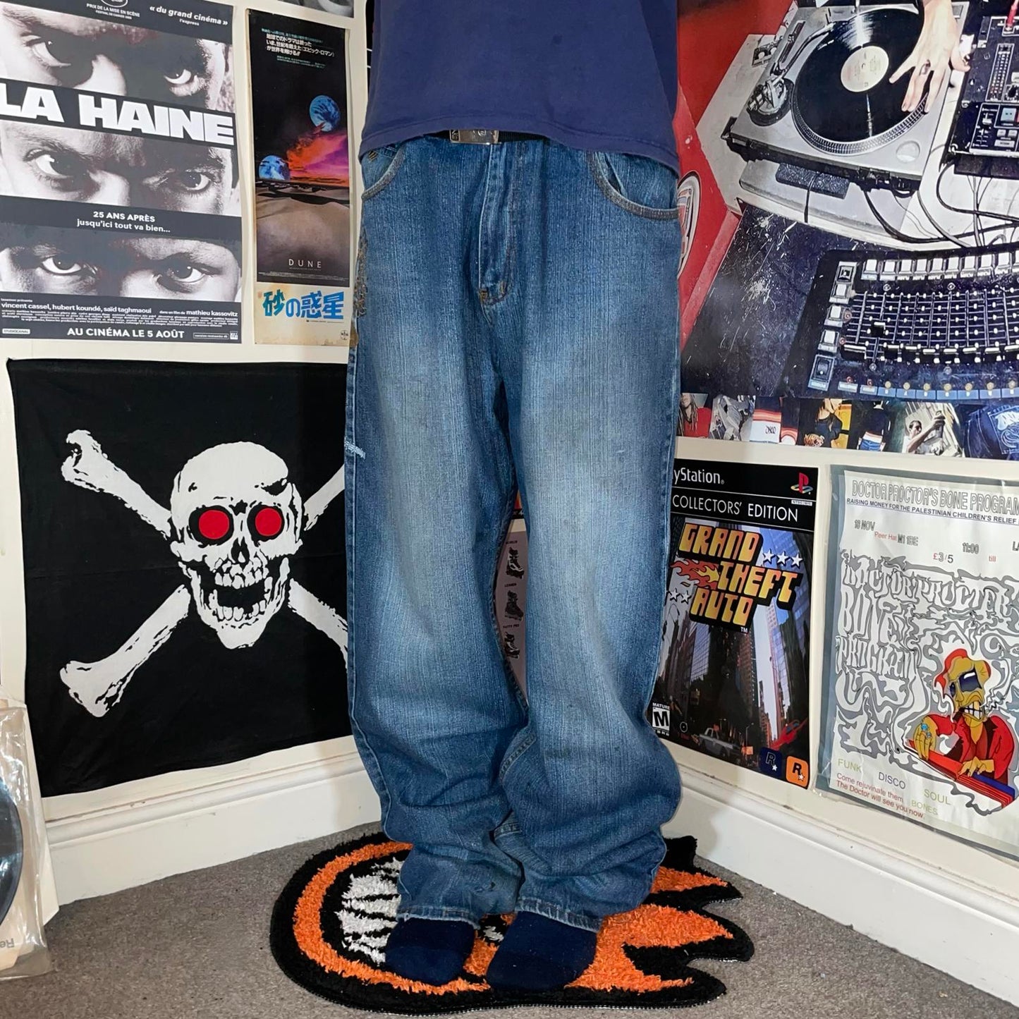 Rocawear 00s Embroidered Baggy Blue Denim Jeans 38x34