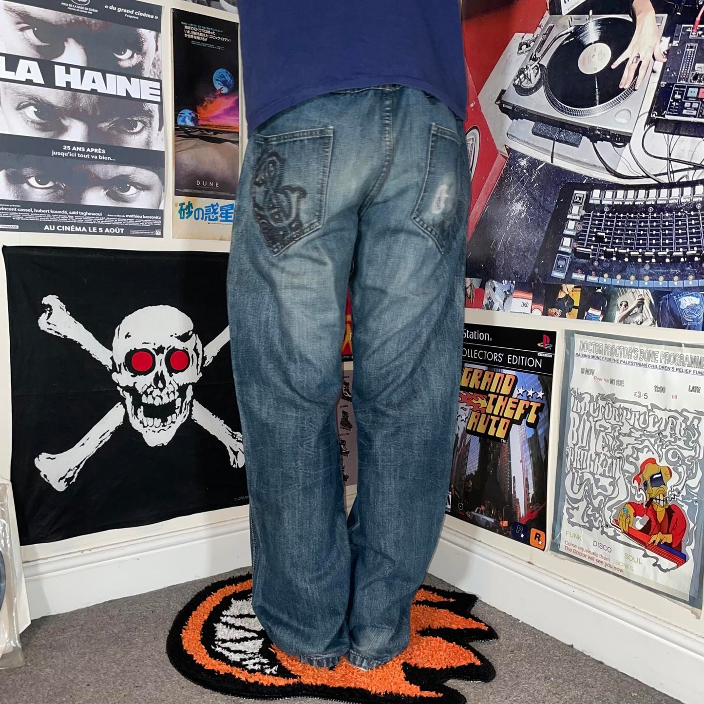 Southpole 00s Embroidered/Printed Denim Blue Jeans 36x33