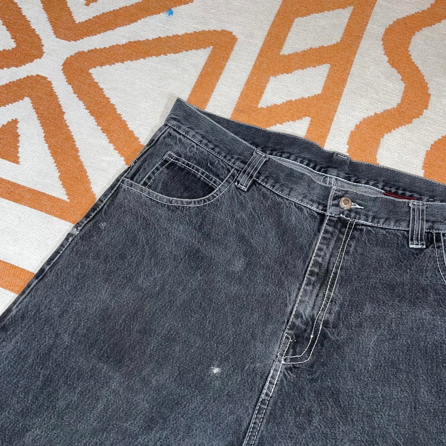 Phat Farm 90s Black Baggy Denim Carpenter Jeans 40x32