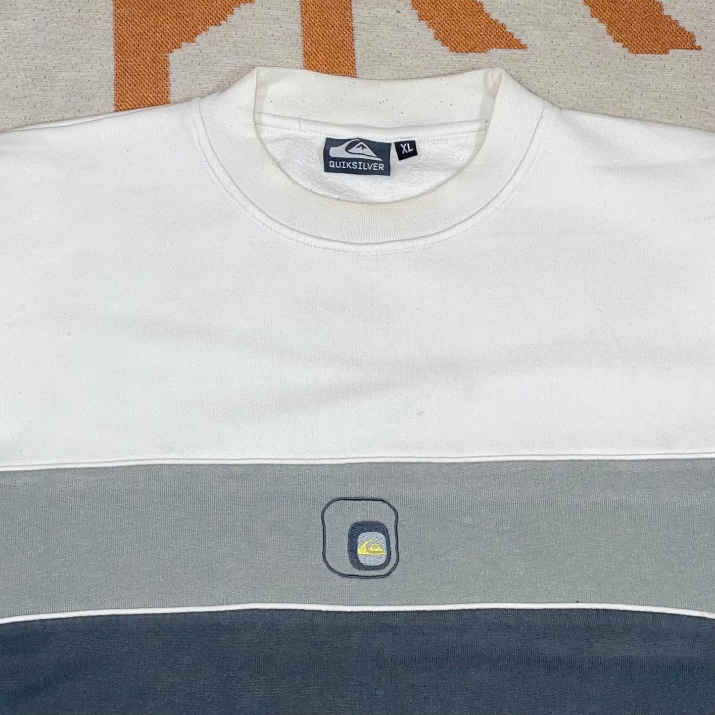 Quiksilver 00s Panelled Embroidered Logo Sweatshirt XL