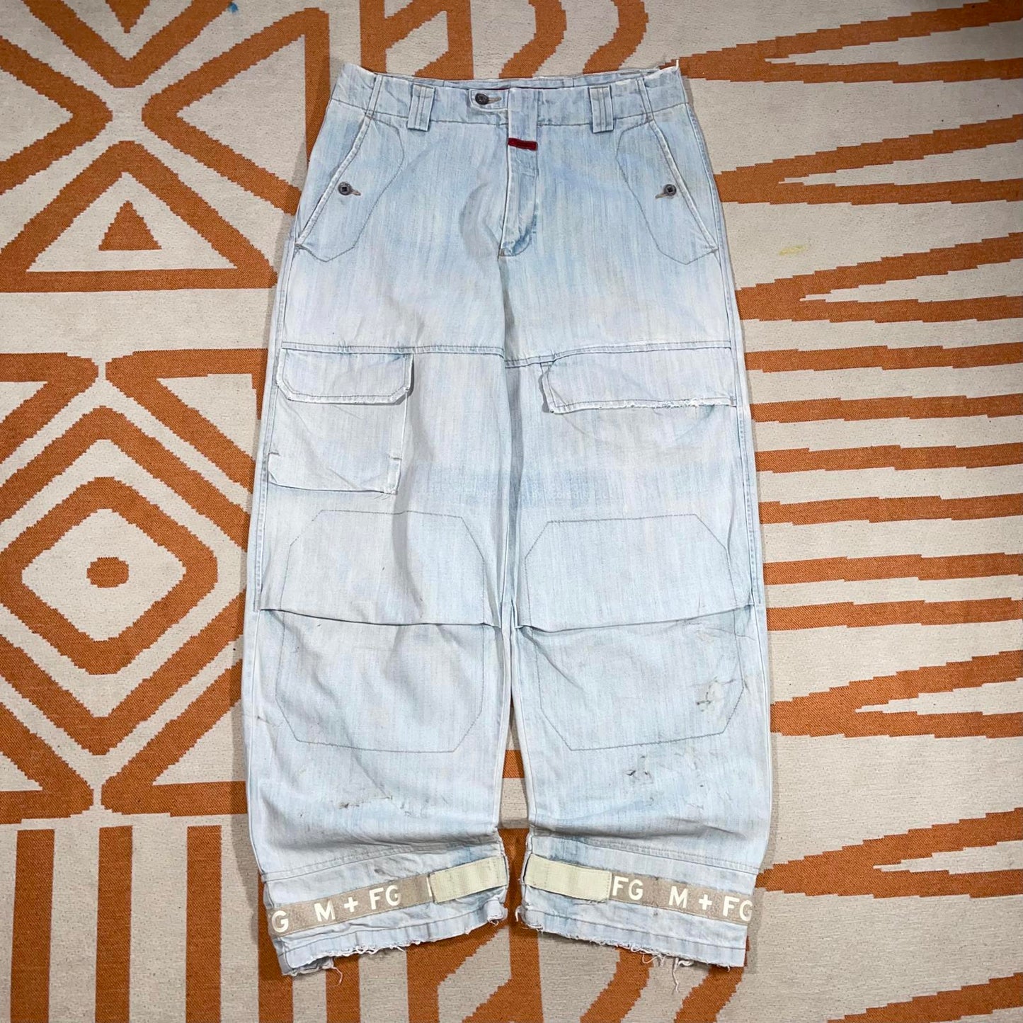 Marithè + Francois Girbaud 00s Velcro Cargo Baggy Denim Jeans 34x32