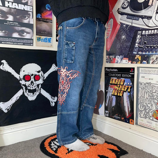Femy Boy 90s Tribal Embroidered Jeans 28x30