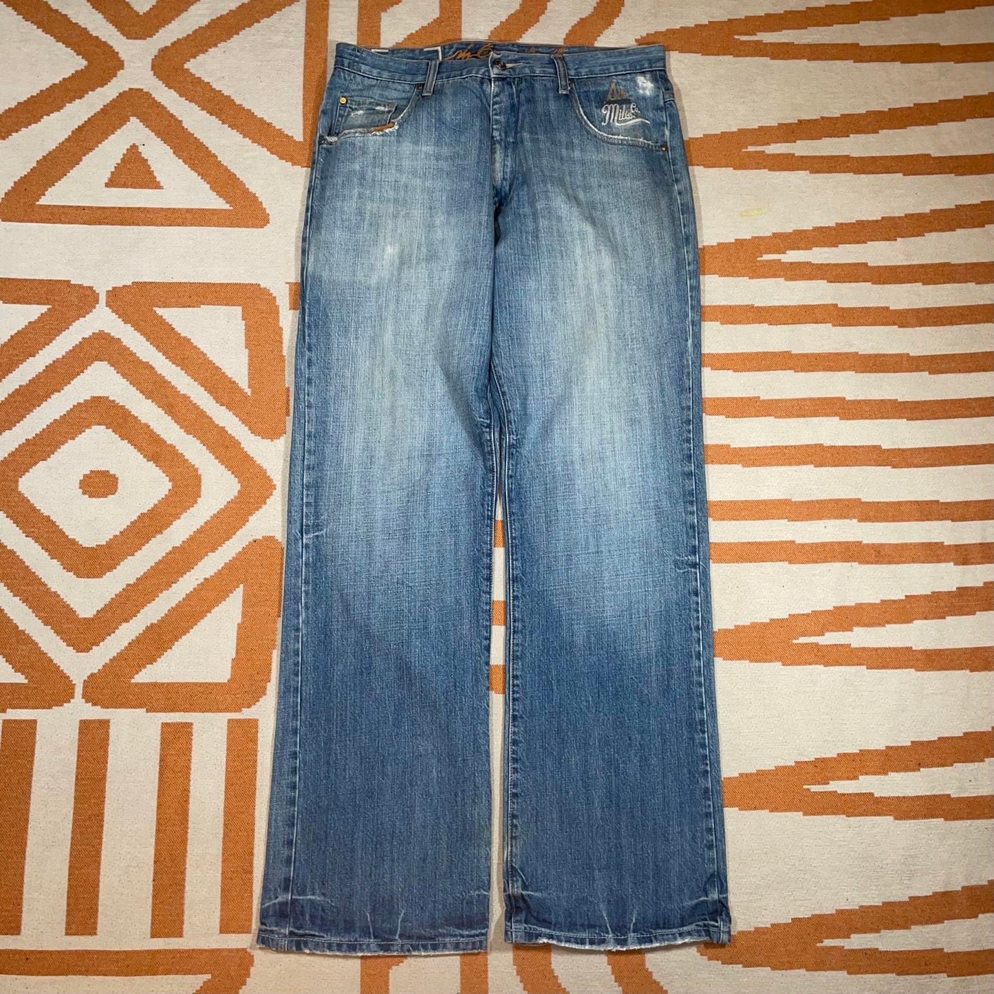 Sir Benni Miles 90s Embroidered Blue Denim Jeans 32x33