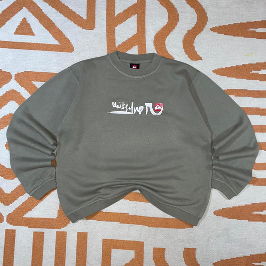 Quiksilver 00s Signature Print Beige Sweatshirt 16/S