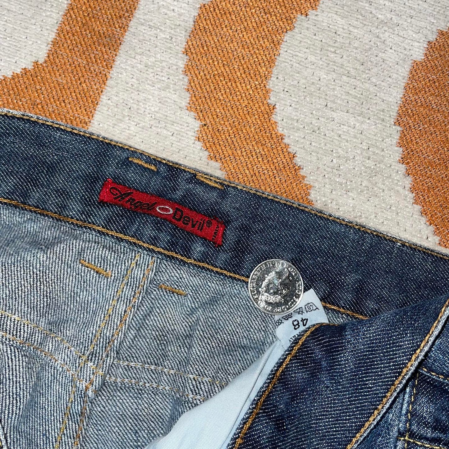 Angel-Devil 00s Printed Wings Denim Jeans 34x32