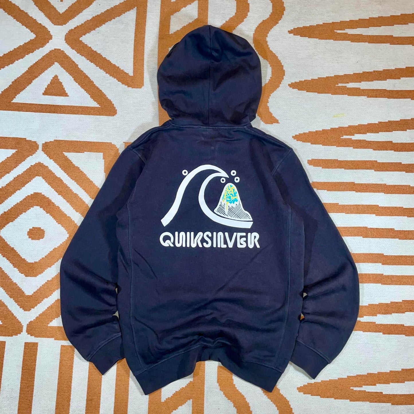 Quiksilver 00s Wave Print Zip Hoodie S