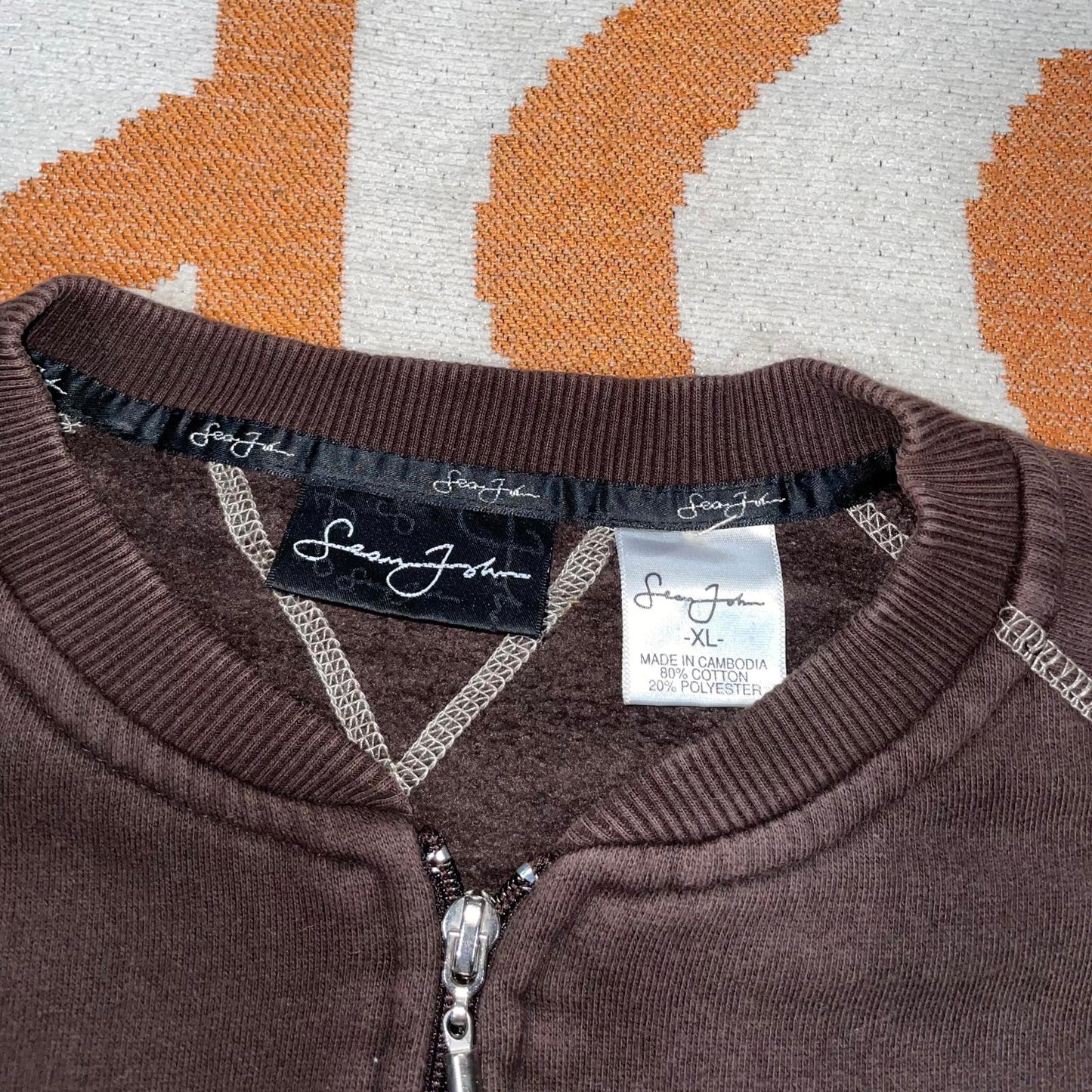Sean John 00s Embroidered Zip Brown Track Jacket XL