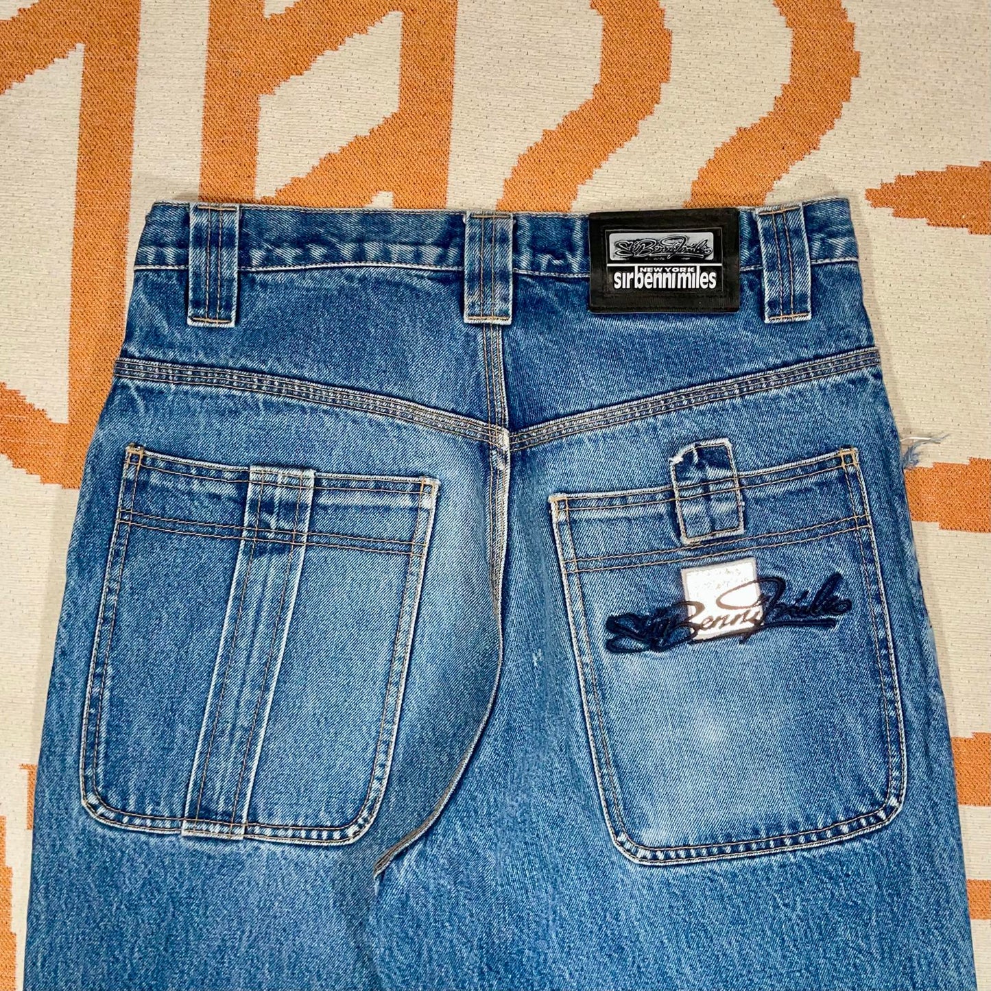 Sir Benni Miles 90s Embroidered Reflective Blue Jeans 31x32