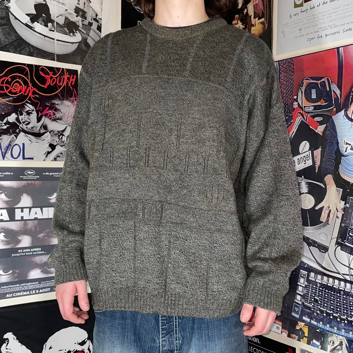 1880 Club 00s Textured Knit Green Jumper XL