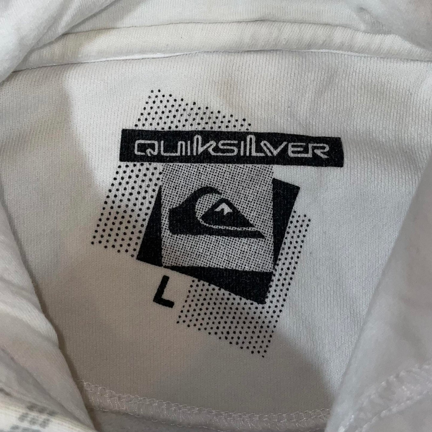 Quiksilver 00s Text Pattern White Hoodie L