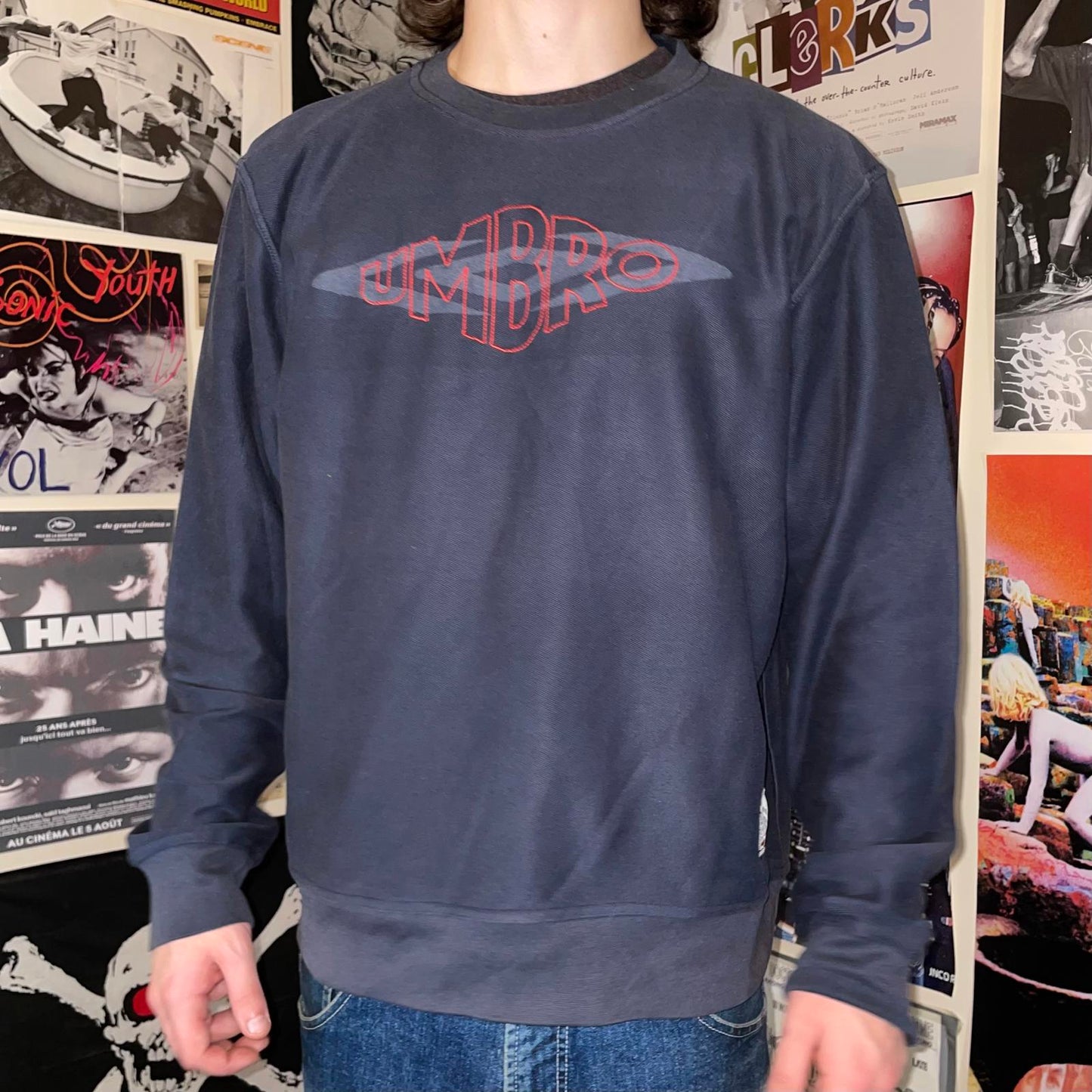 Umbro 00s Embroidered Navy Sweatshirt XL