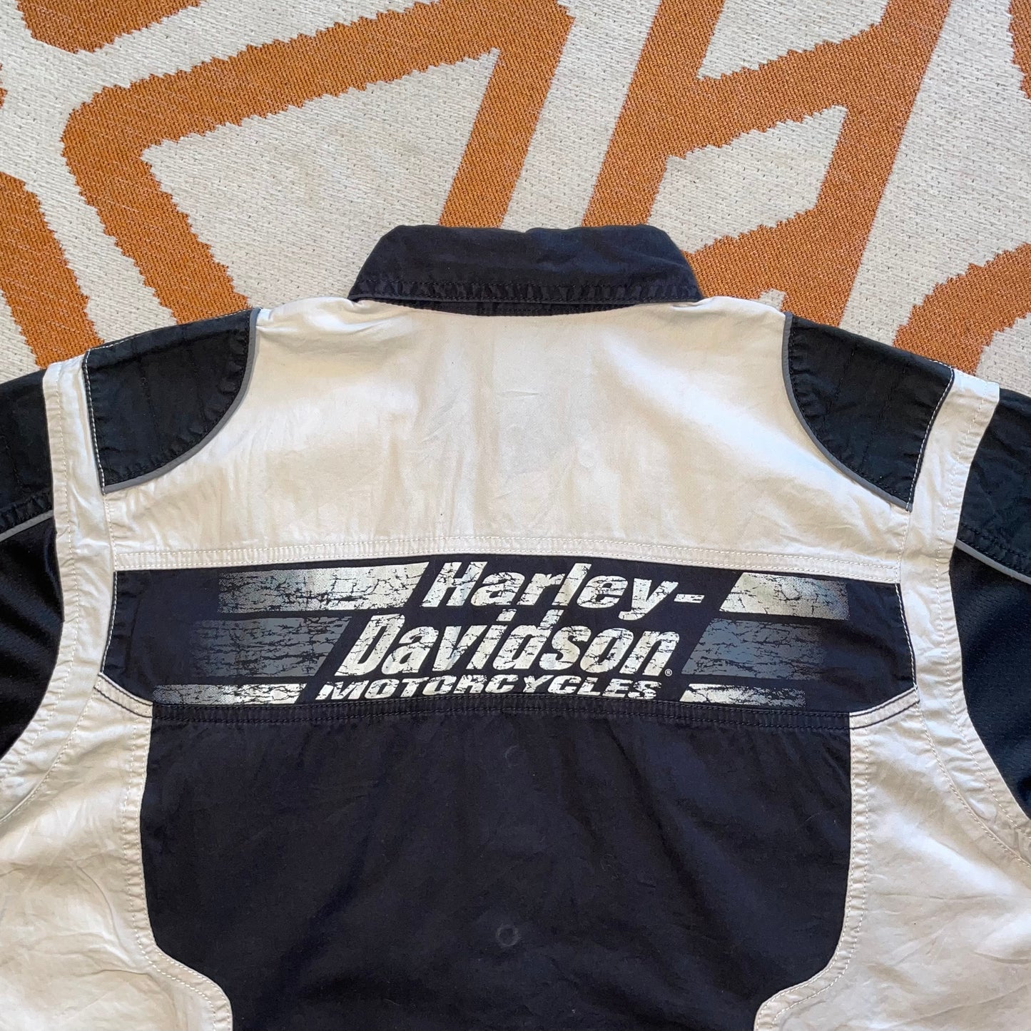 Harley Davidson 00s Printed Panelled Shirt M