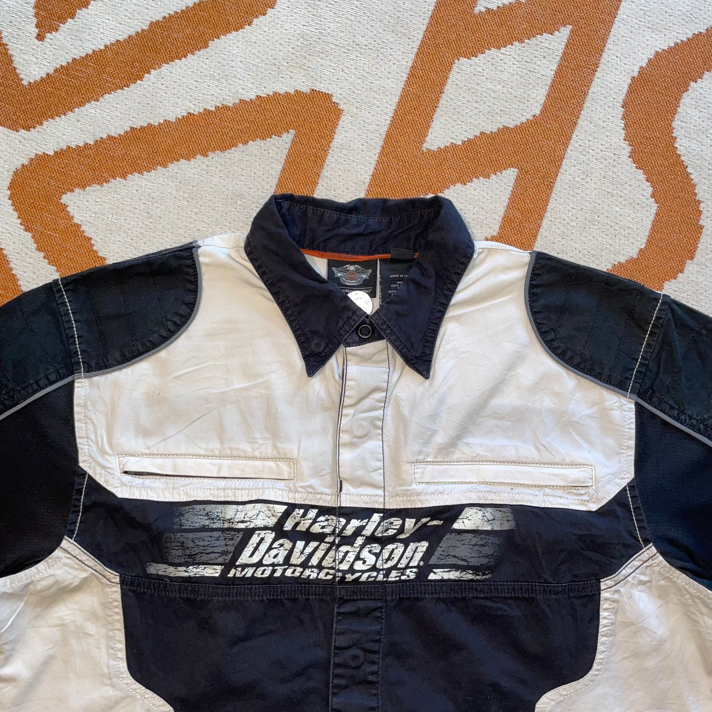 Harley Davidson 00s Printed Panelled Shirt M