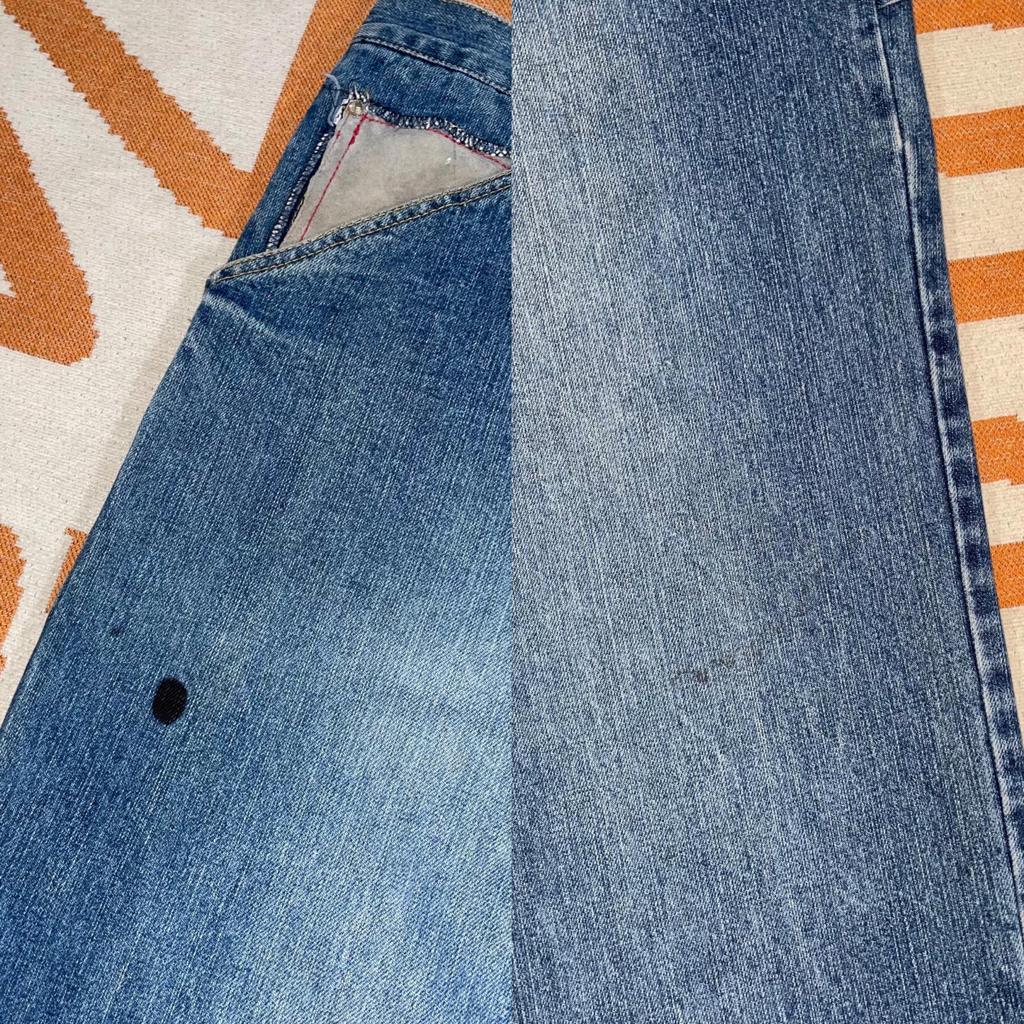Johnny Blaze 00s Suede-Patched Baggy Jeans 40x34